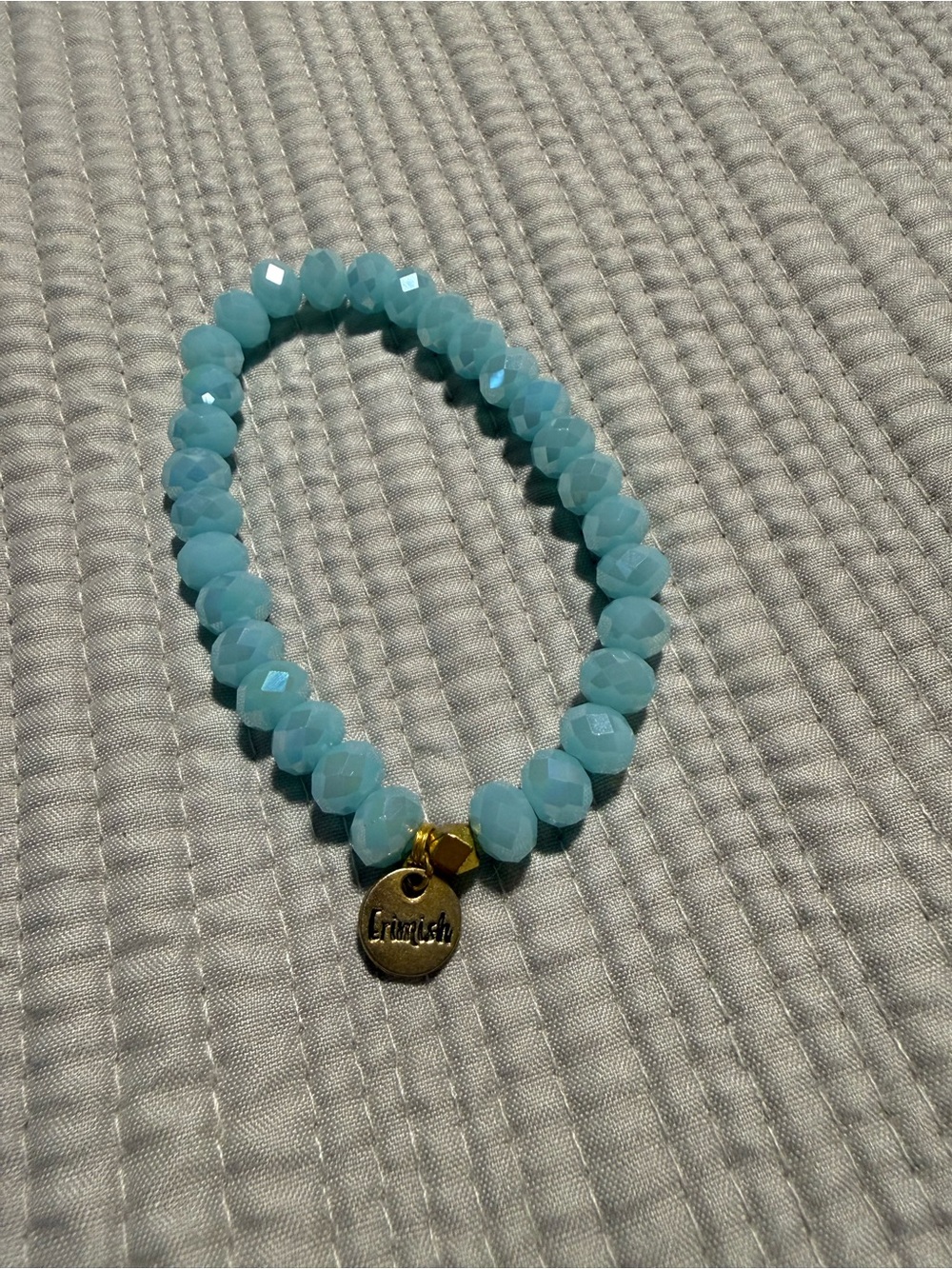 Erimish Aqua Blue Faceted Bead Bracelet with Gold Charm